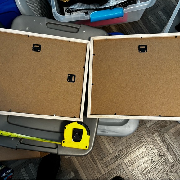 Set of 2 12x14in. Diamonds Art painting in wooden frames. Red and blue pickups. - Picture 3 of 3